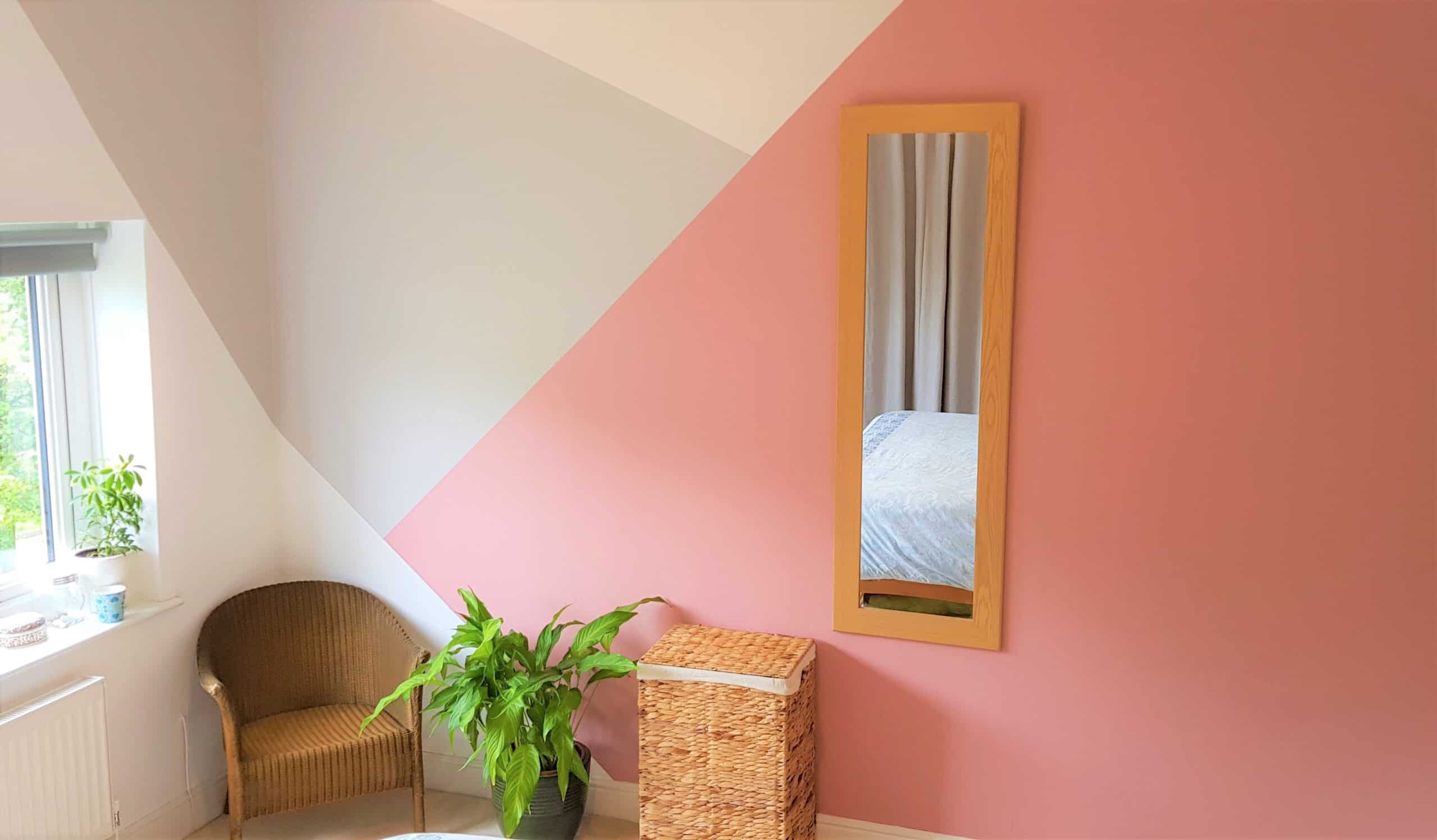 Bedroom with painted geometric pattern